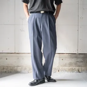 1980-90s Japan vintage gray color wool two tuck slacks