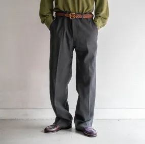 around 1980s Japan vintage dark gray color no tuck wool slacks