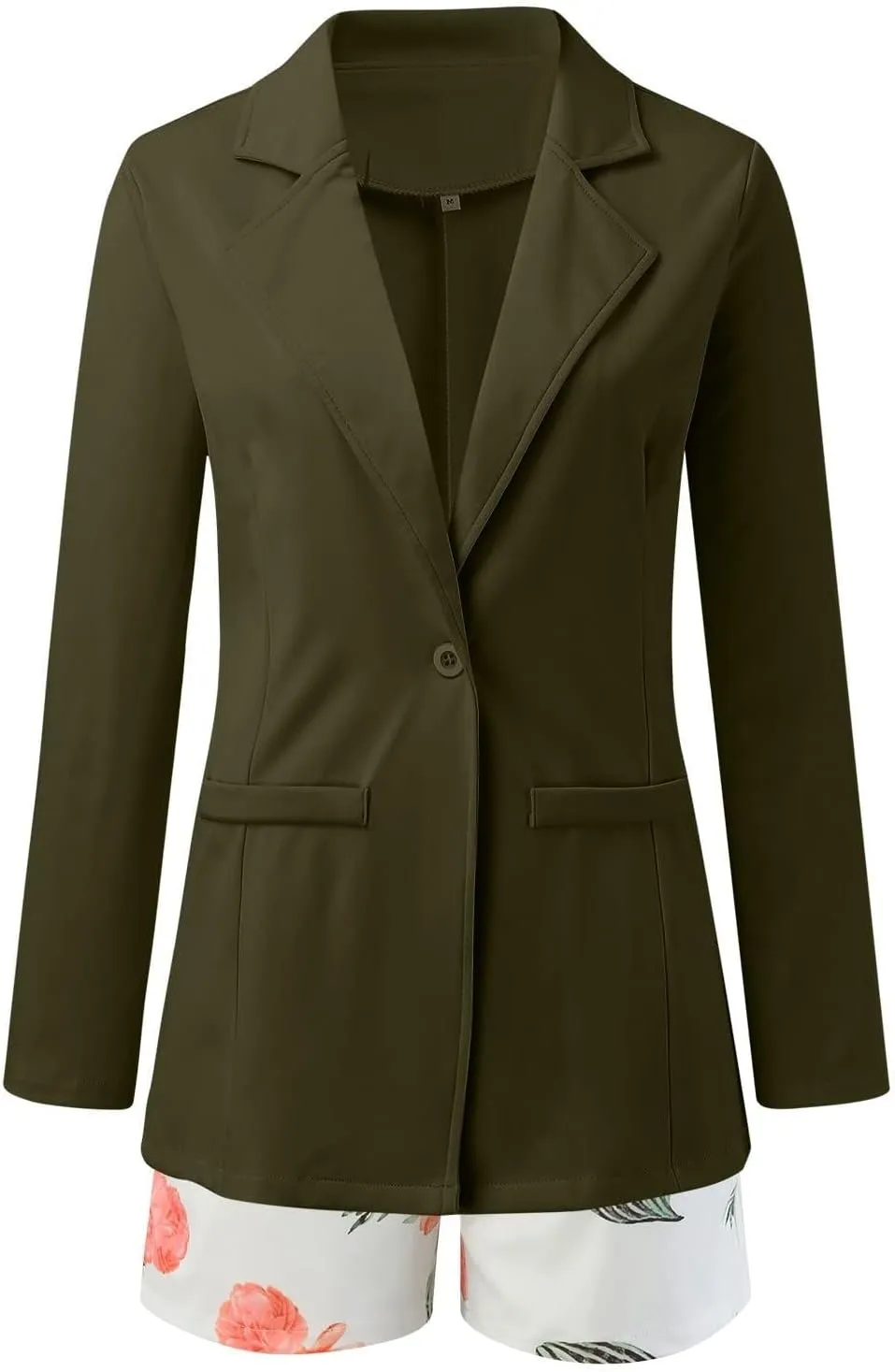Blazer Sets Women 2 Piece Outfits with Belt Long Sleeve Coat Casual Office Blazers Jackets Shorts Suit, Small
